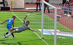Gonzalo Bergessio esulta per una rete nel campionato di Serie A con il Calcio Catania