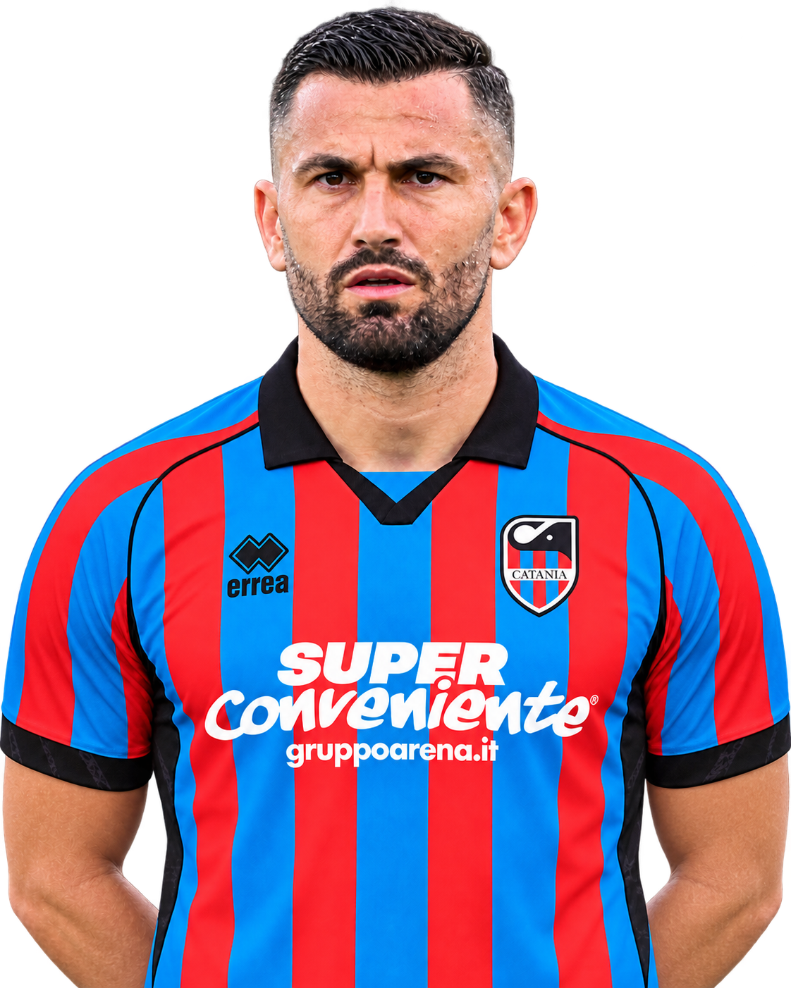 Ritratto del calciatore Massimo Coda in maglia rossazzurra del Calcio Catania — Licenza: Creative Commons CC BY-SA 4.0 — Crediti: Archivio Storico Calcio Catania