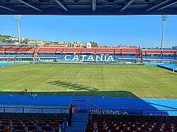Panoramica dello Stadio Angelo Massimino dopo i lavori di restyling e posa dei nuovi seggiolini 2023