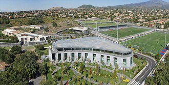 Veduta aerea del Centro Sportivo Torre del Grifo Village a Mascalucia